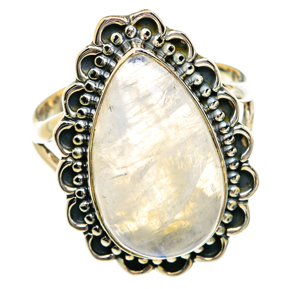 Rainbow Moonstone Rings handcrafted by Anasilvercos - RING80932