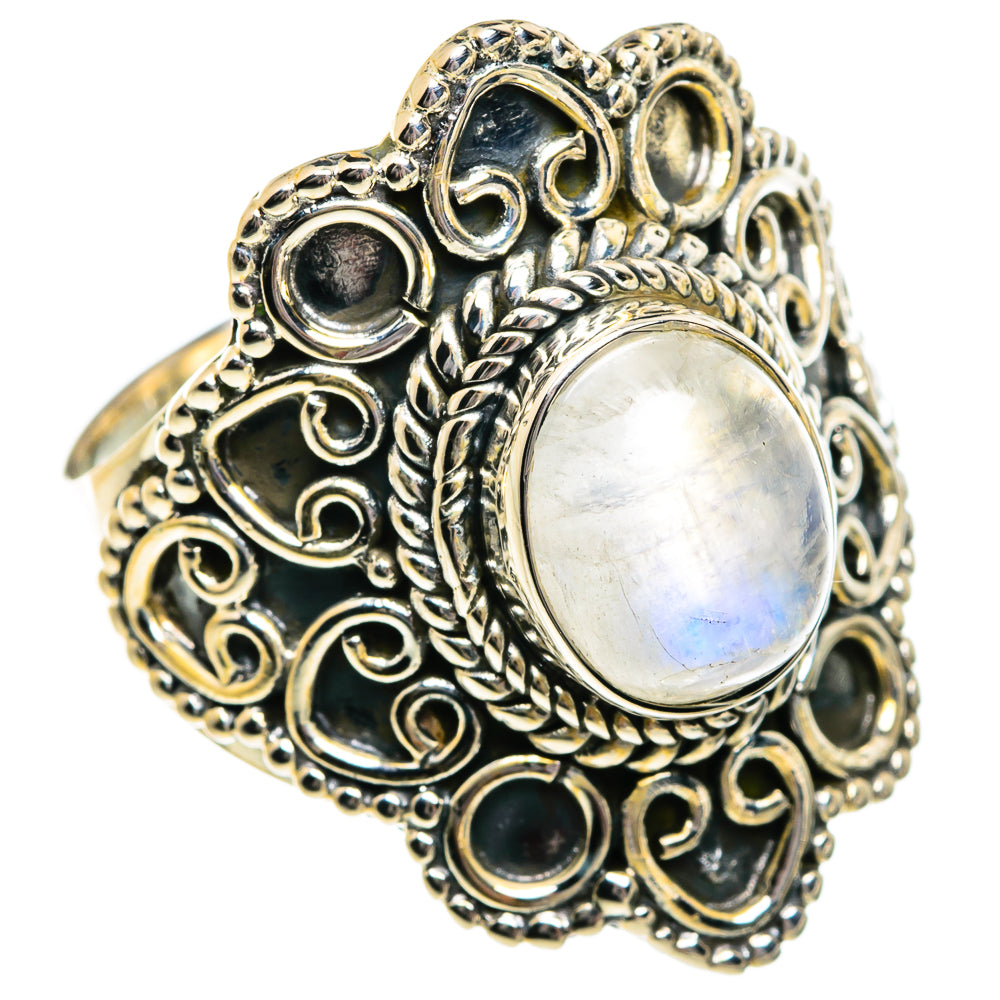 Rainbow Moonstone Rings handcrafted by Anasilvercos - RING80934