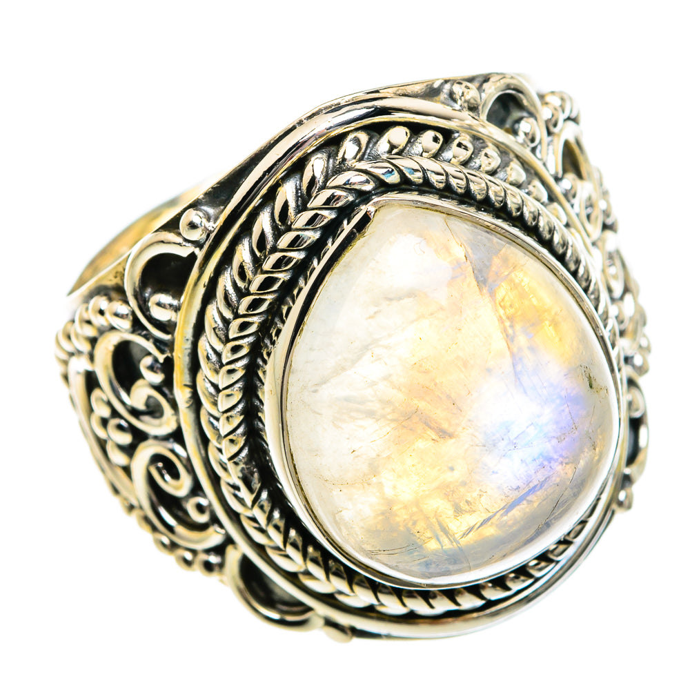 Rainbow Moonstone Rings handcrafted by Anasilvercos - RING80968
