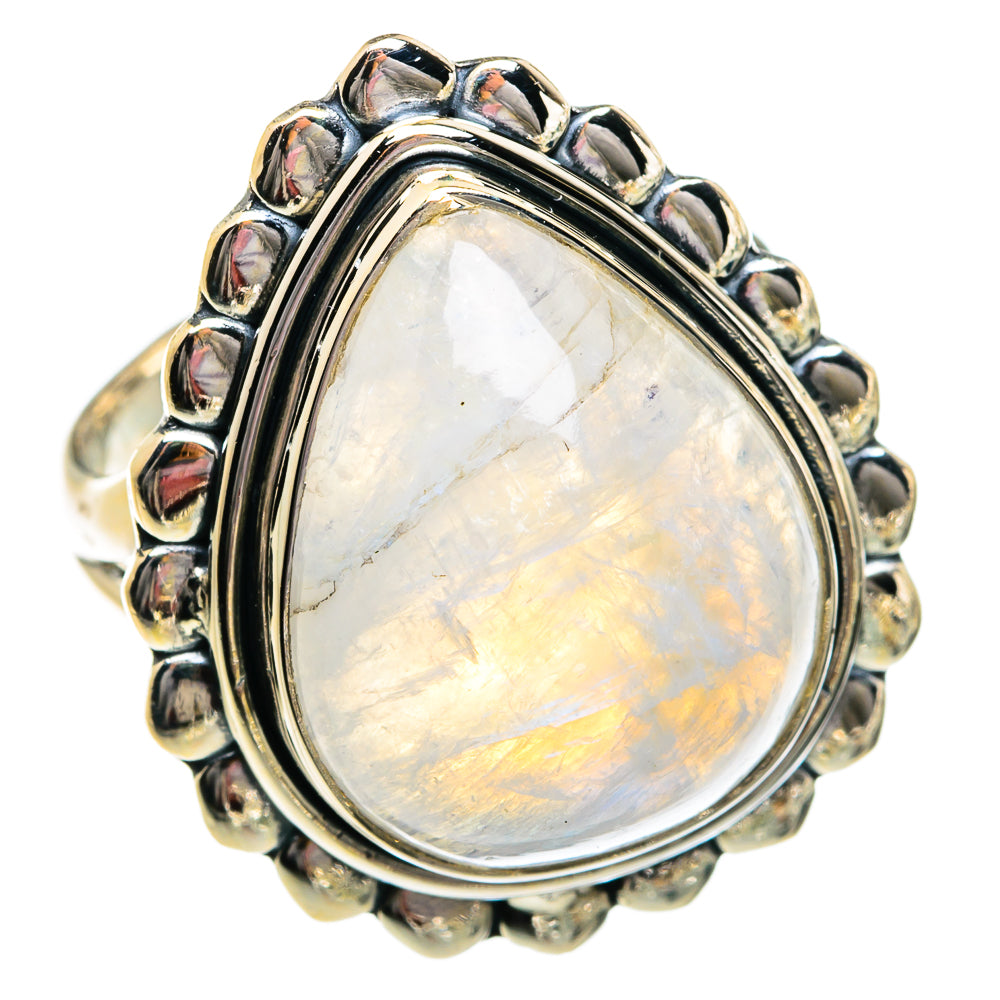 Rainbow Moonstone Rings handcrafted by Anasilvercos - RING80969