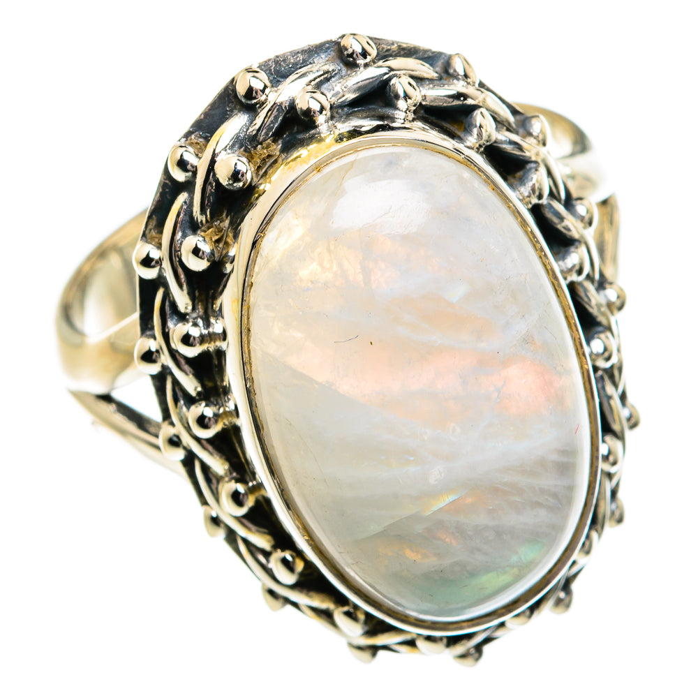 Rainbow Moonstone Rings handcrafted by Anasilvercos - RING80970