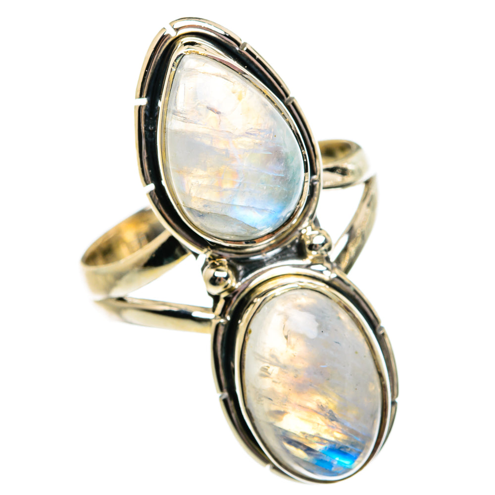 Rainbow Moonstone Rings handcrafted by Anasilvercos - RING81004