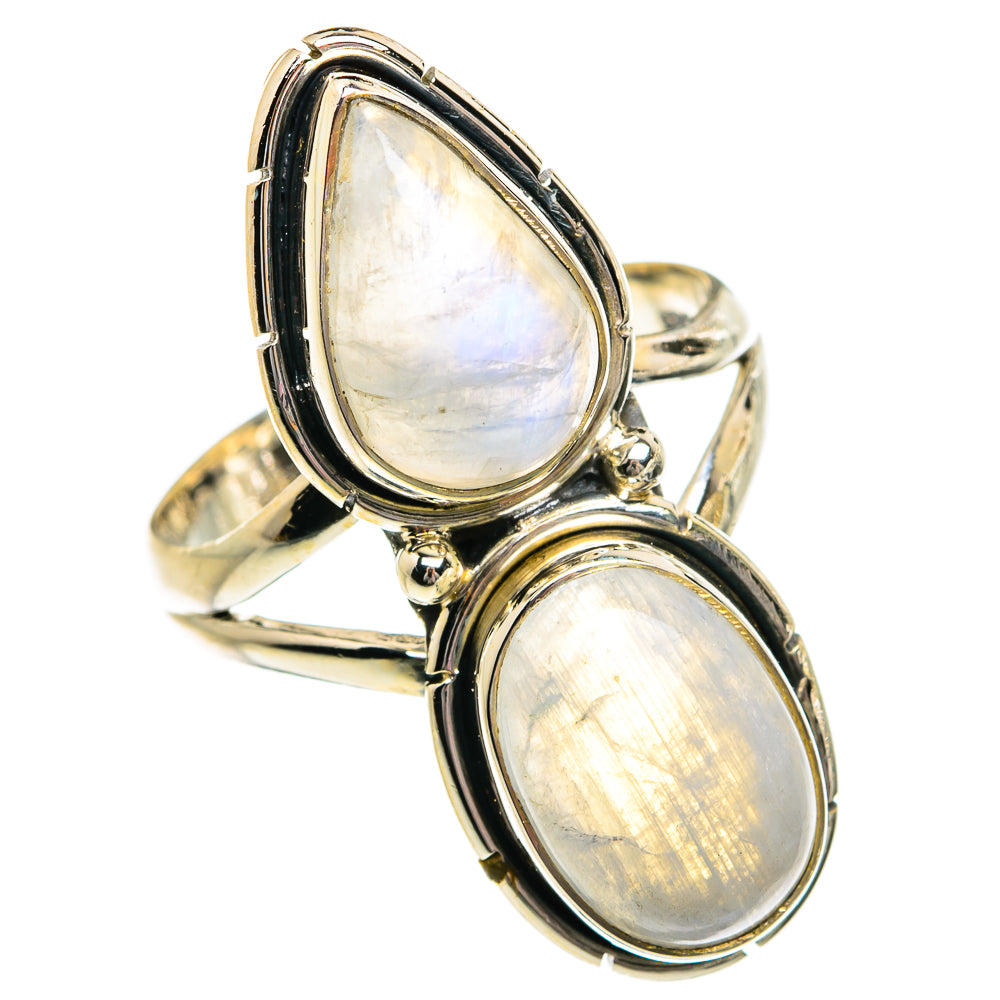 Rainbow Moonstone Rings handcrafted by Anasilvercos - RING81007