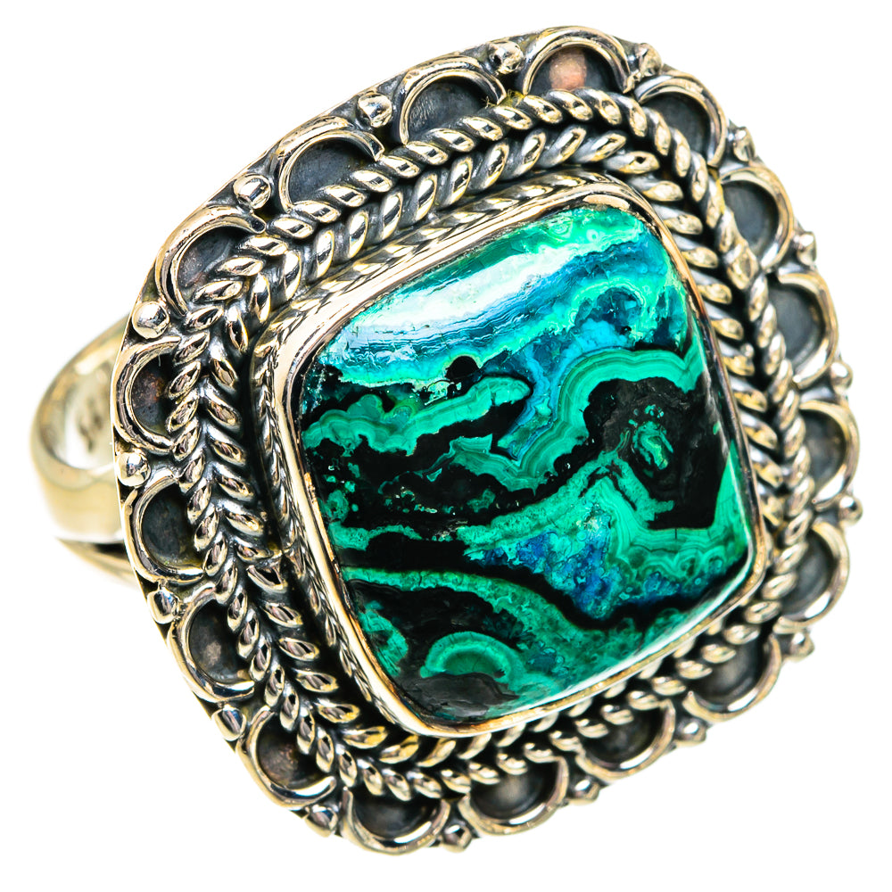 Malachite In Chrysocolla Rings handcrafted by Anasilvercos - RING81027