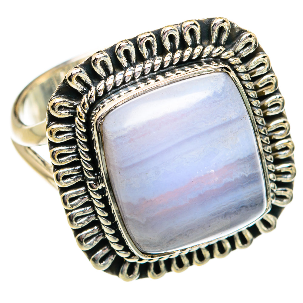 Blue Lace Agate Rings handcrafted by Anasilvercos - RING81038