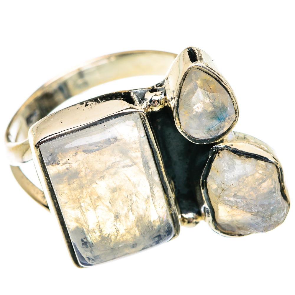 Rainbow Moonstone Rings handcrafted by Anasilvercos - RING81040