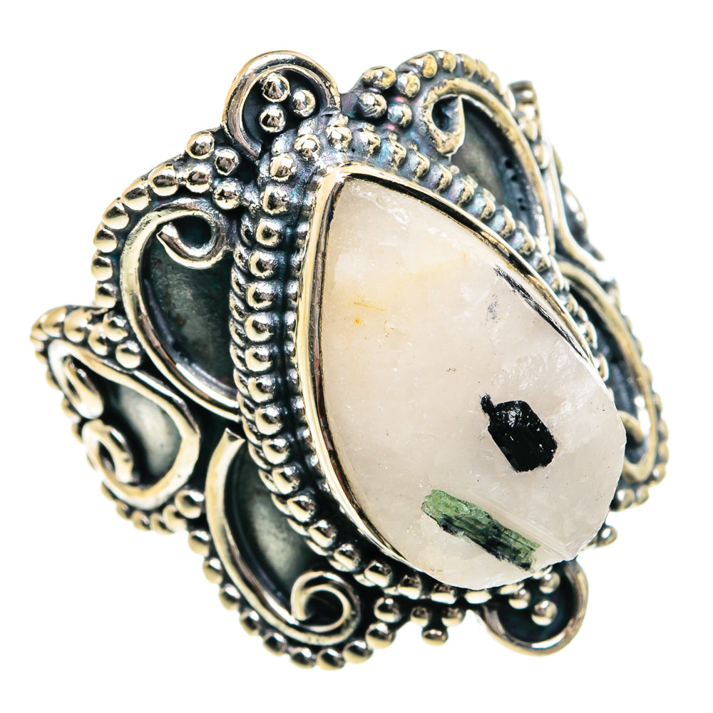 Green Tourmaline In Quartz Rings handcrafted by Anasilvercos - RING81068