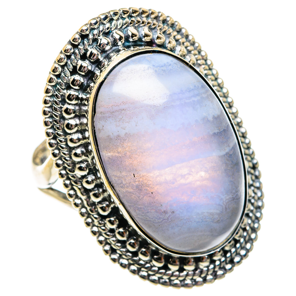 Blue Lace Agate Rings handcrafted by Anasilvercos - RING81069