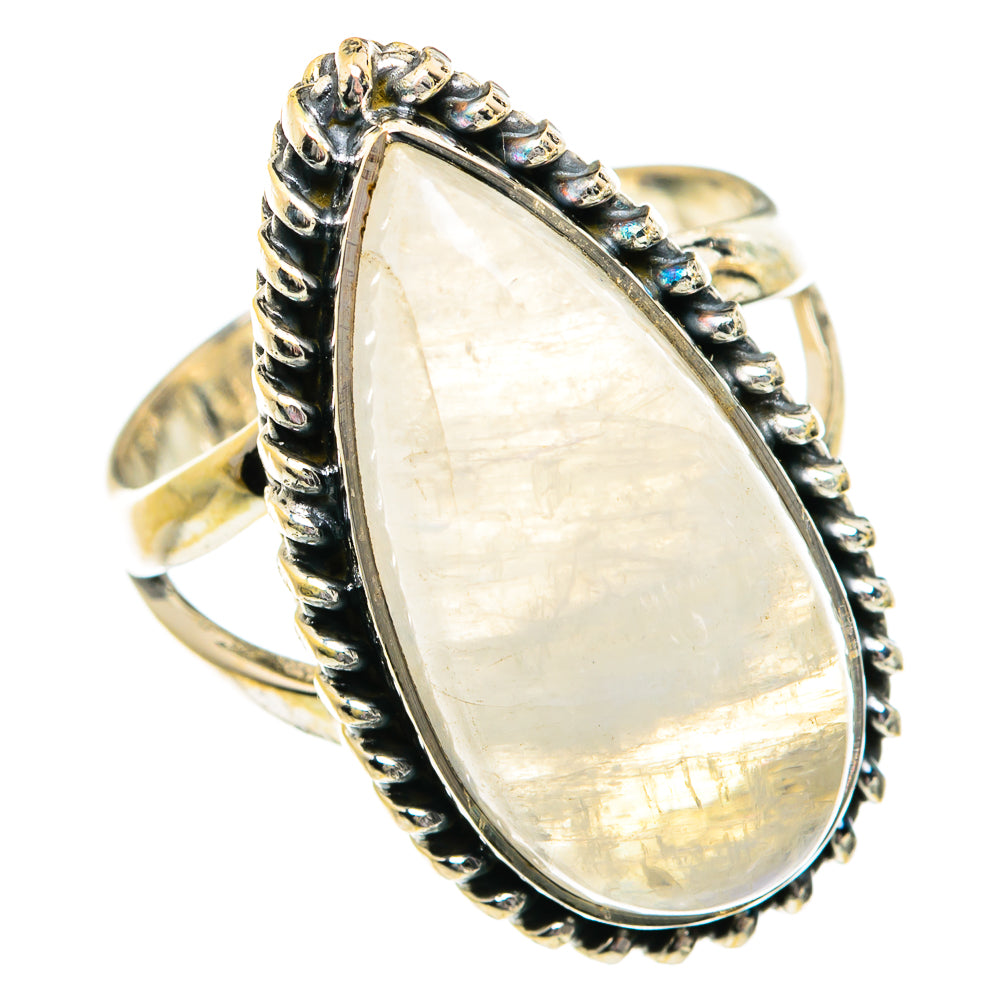 Rainbow Moonstone Rings handcrafted by Anasilvercos - RING81071