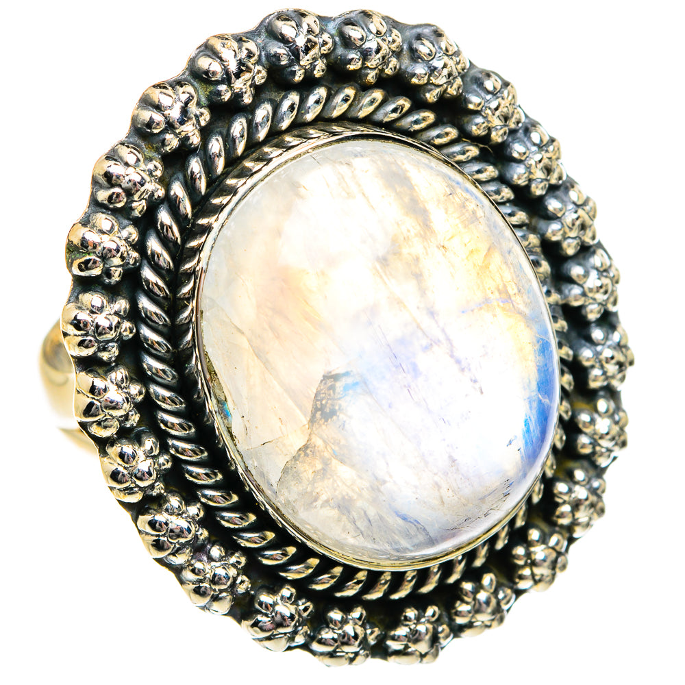 Rainbow Moonstone Rings handcrafted by Anasilvercos - RING81072