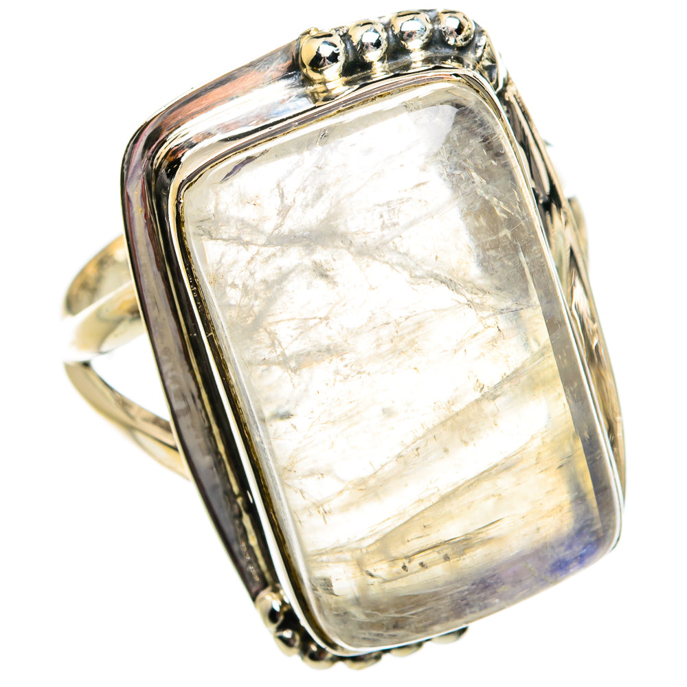 Rainbow Moonstone Rings handcrafted by Anasilvercos - RING81073