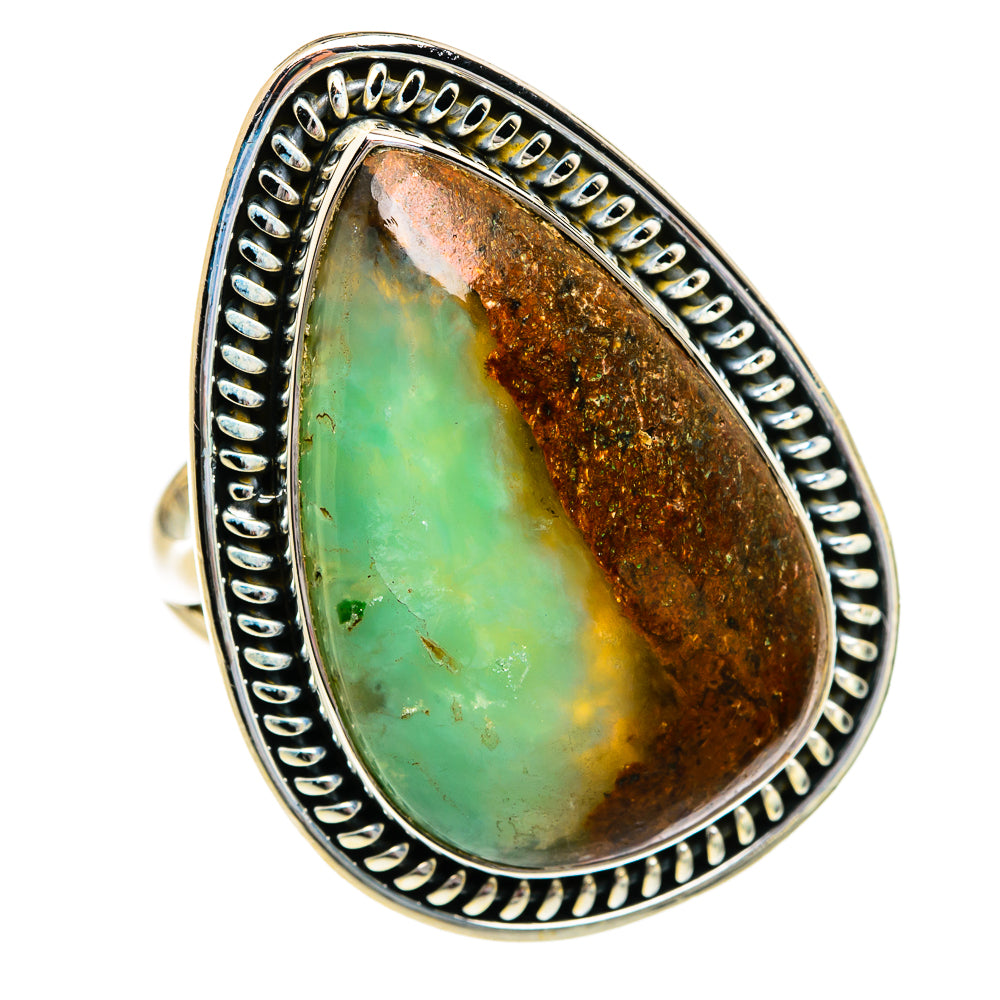 Boulder Chrysoprase Rings handcrafted by Anasilvercos - RING81085