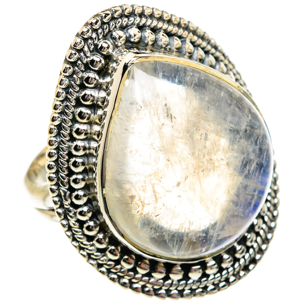 Rainbow Moonstone Rings handcrafted by Anasilvercos - RING81101