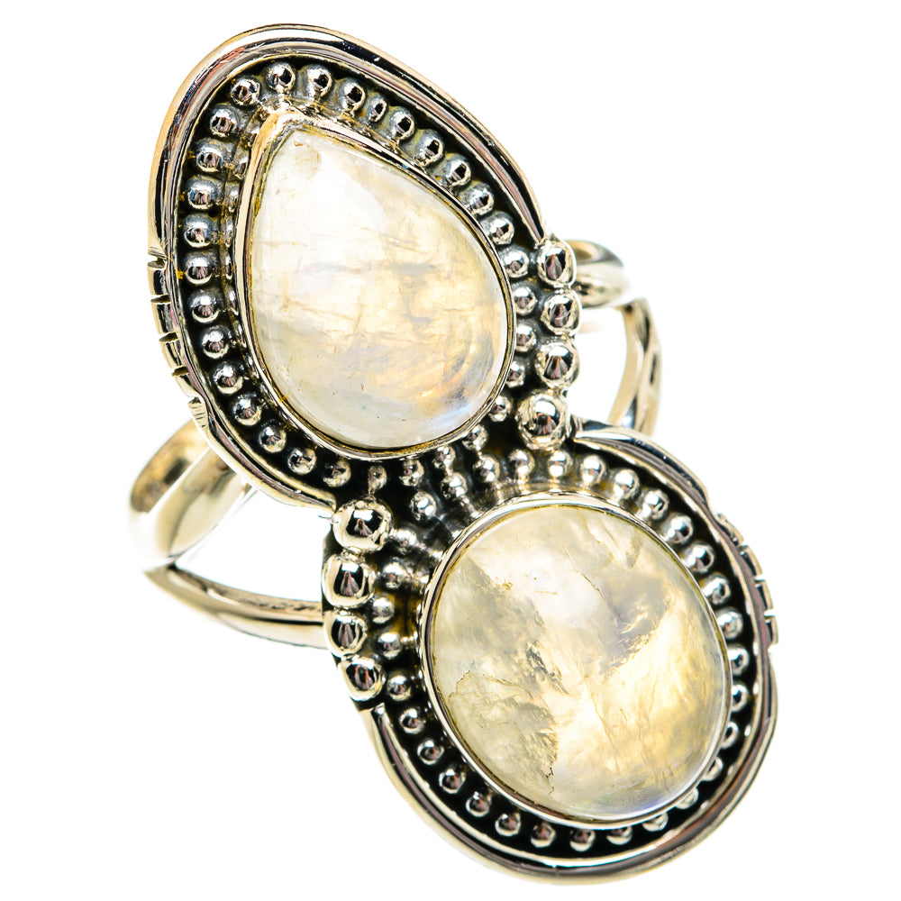 Rainbow Moonstone Rings handcrafted by Anasilvercos - RING81104