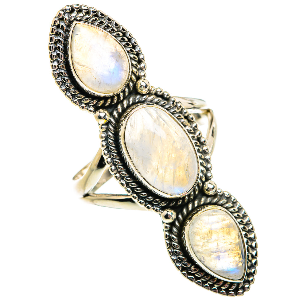 Rainbow Moonstone Rings handcrafted by Anasilvercos - RING81134
