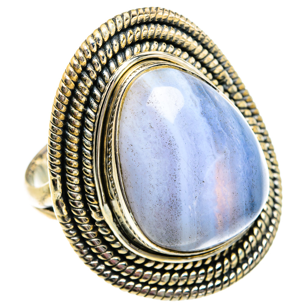 Blue Lace Agate Rings handcrafted by Anasilvercos - RING81135