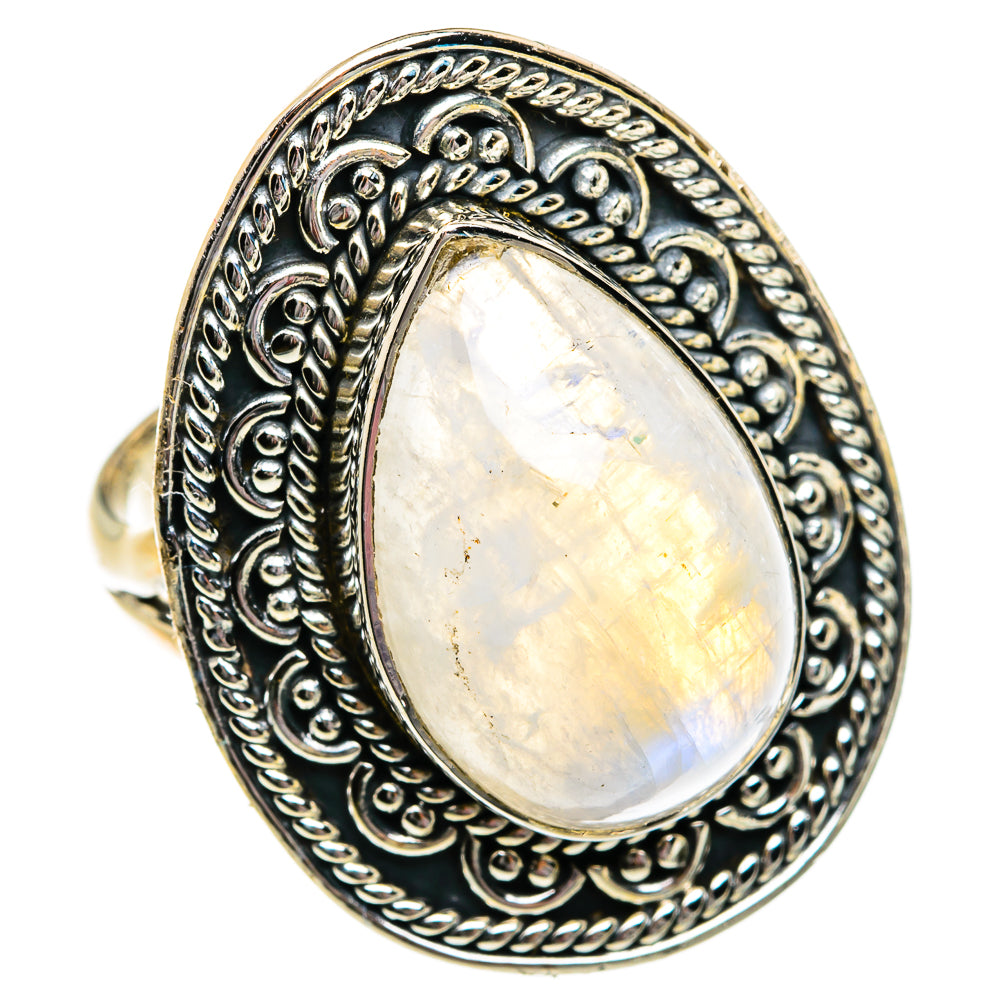 Rainbow Moonstone Rings handcrafted by Anasilvercos - RING81160