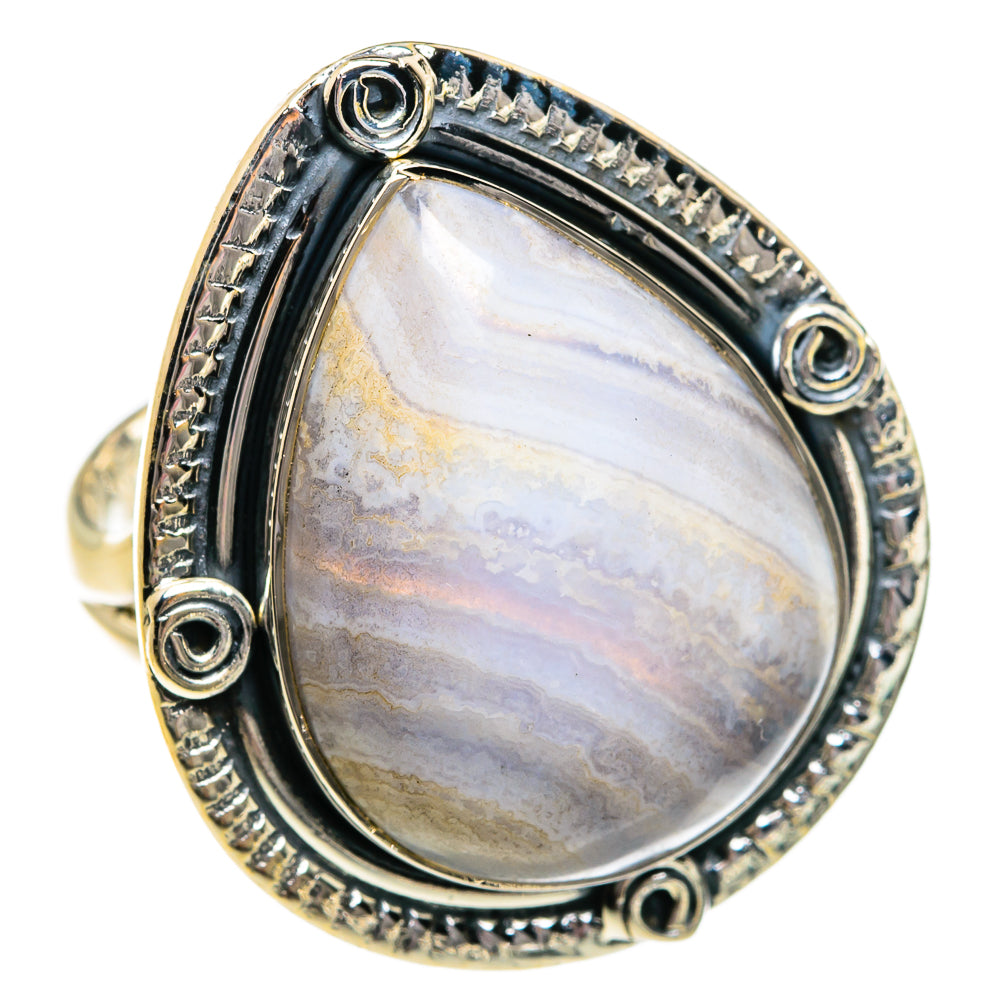 Blue Lace Agate Rings handcrafted by Anasilvercos - RING81161