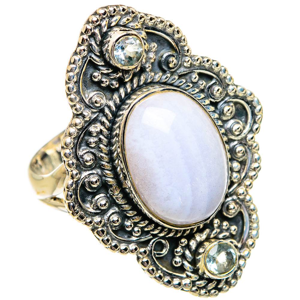 Blue Lace Agate Rings handcrafted by Anasilvercos - RING81165