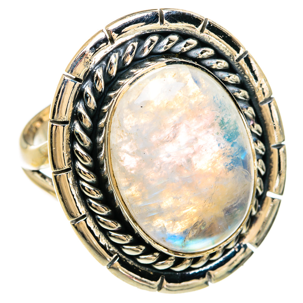 Rainbow Moonstone Rings handcrafted by Anasilvercos - RING81230