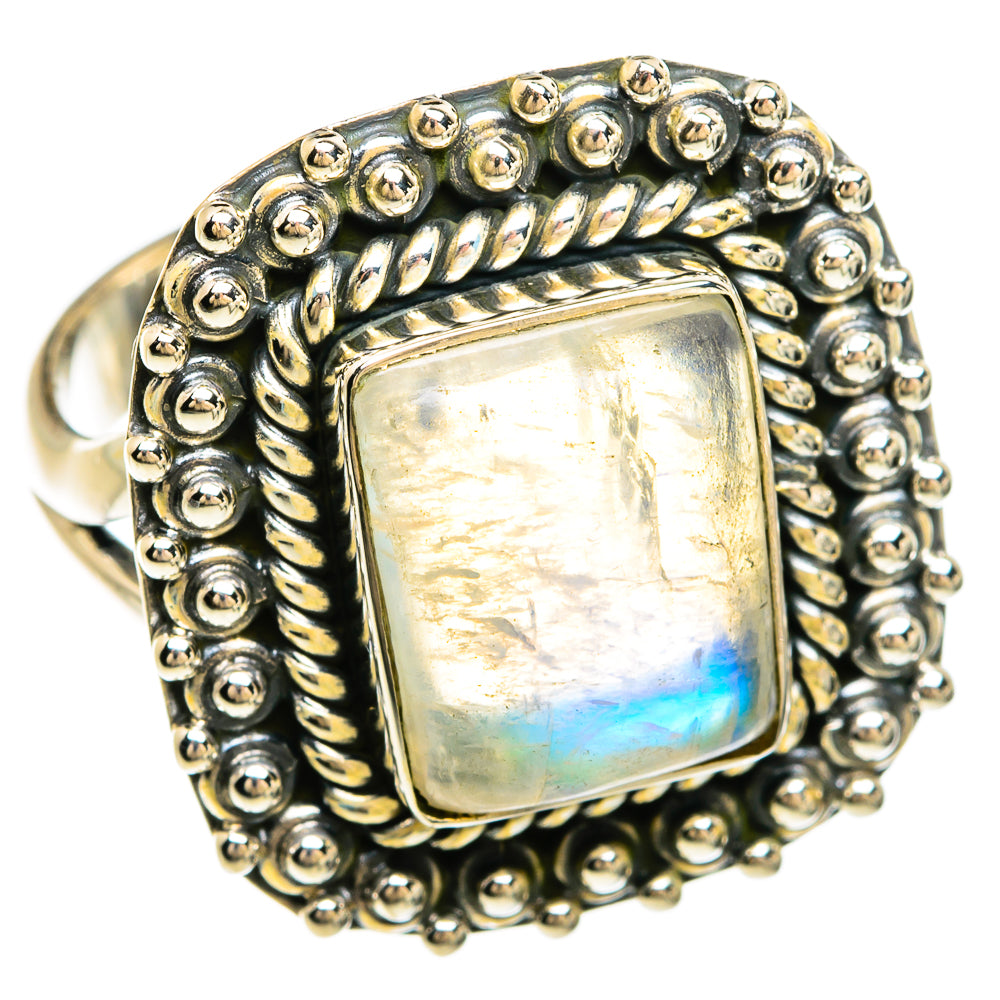 Rainbow Moonstone Rings handcrafted by Anasilvercos - RING81262