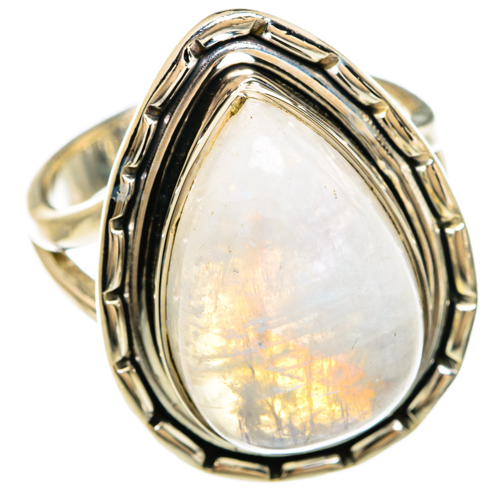 Rainbow Moonstone Rings handcrafted by Anasilvercos - RING81263