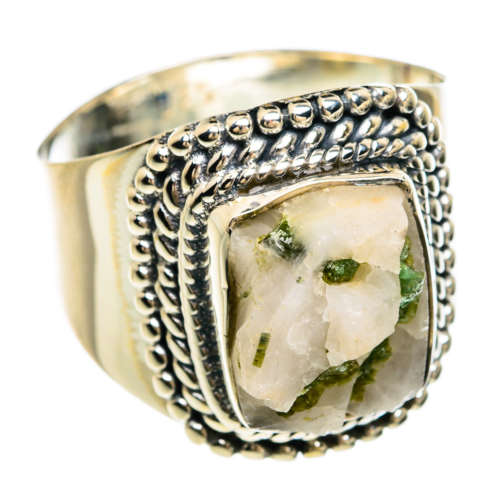 Green Tourmaline In Quartz Rings handcrafted by Anasilvercos - RING81278