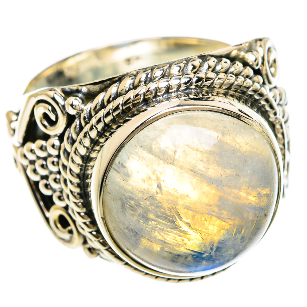 Rainbow Moonstone Rings handcrafted by Anasilvercos - RING81293