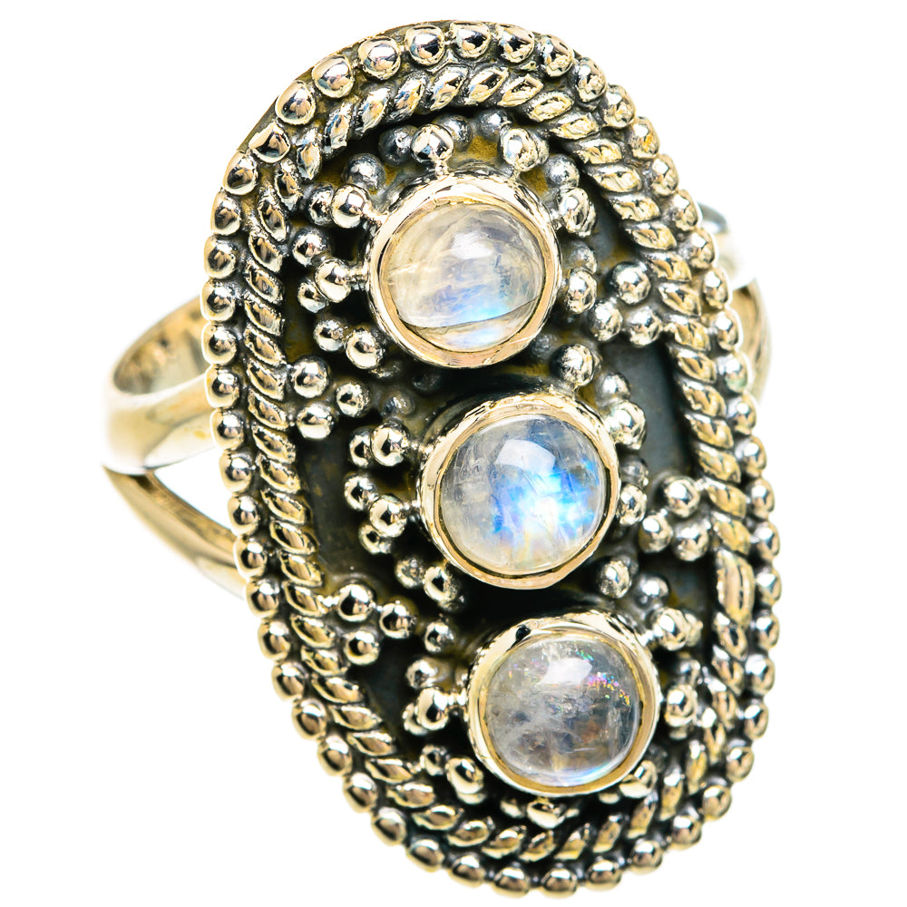 Rainbow Moonstone Rings handcrafted by Anasilvercos - RING81326