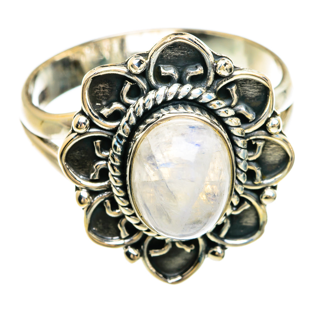 Rainbow Moonstone Rings handcrafted by Anasilvercos - RING81327
