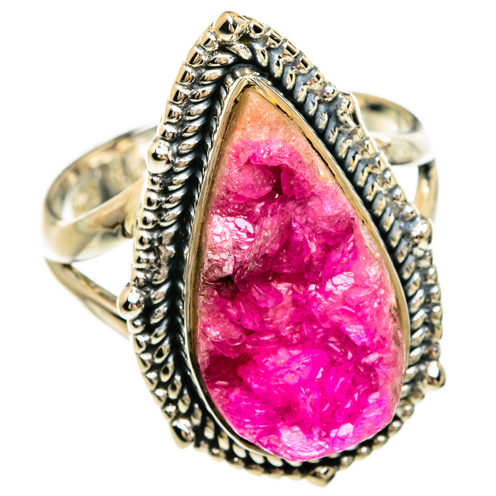 Pink Agate Druzy Rings handcrafted by Anasilvercos - RING81351