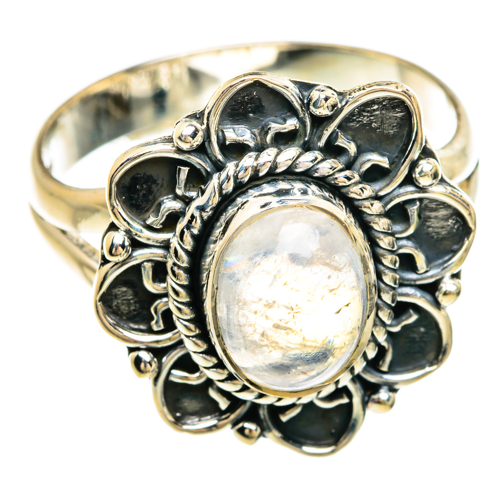 Rainbow Moonstone Rings handcrafted by Anasilvercos - RING81361