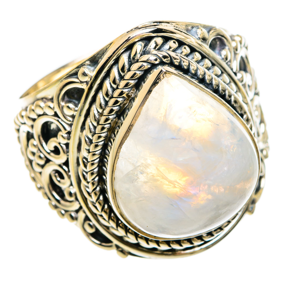 Rainbow Moonstone Rings handcrafted by Anasilvercos - RING81362