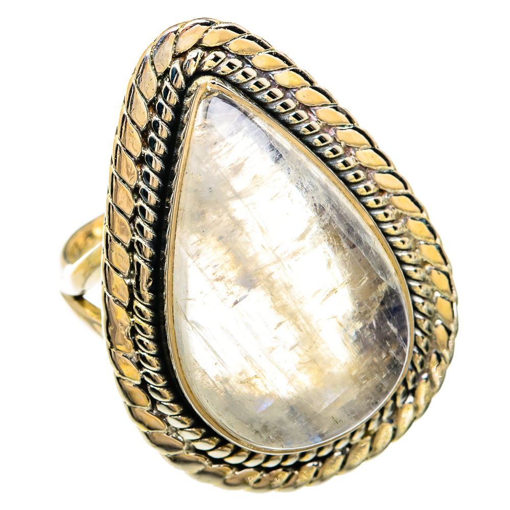 Rainbow Moonstone Rings handcrafted by Anasilvercos - RING81398