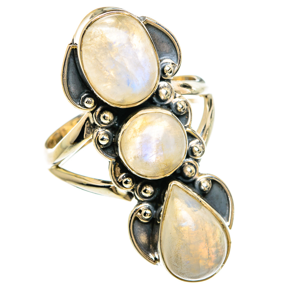 Rainbow Moonstone Rings handcrafted by Anasilvercos - RING81399