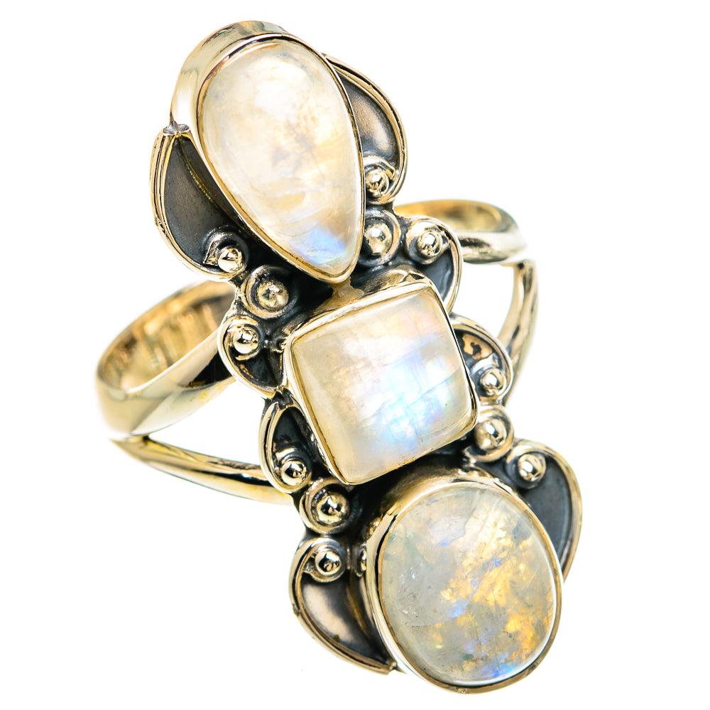 Rainbow Moonstone Rings handcrafted by Anasilvercos - RING81427