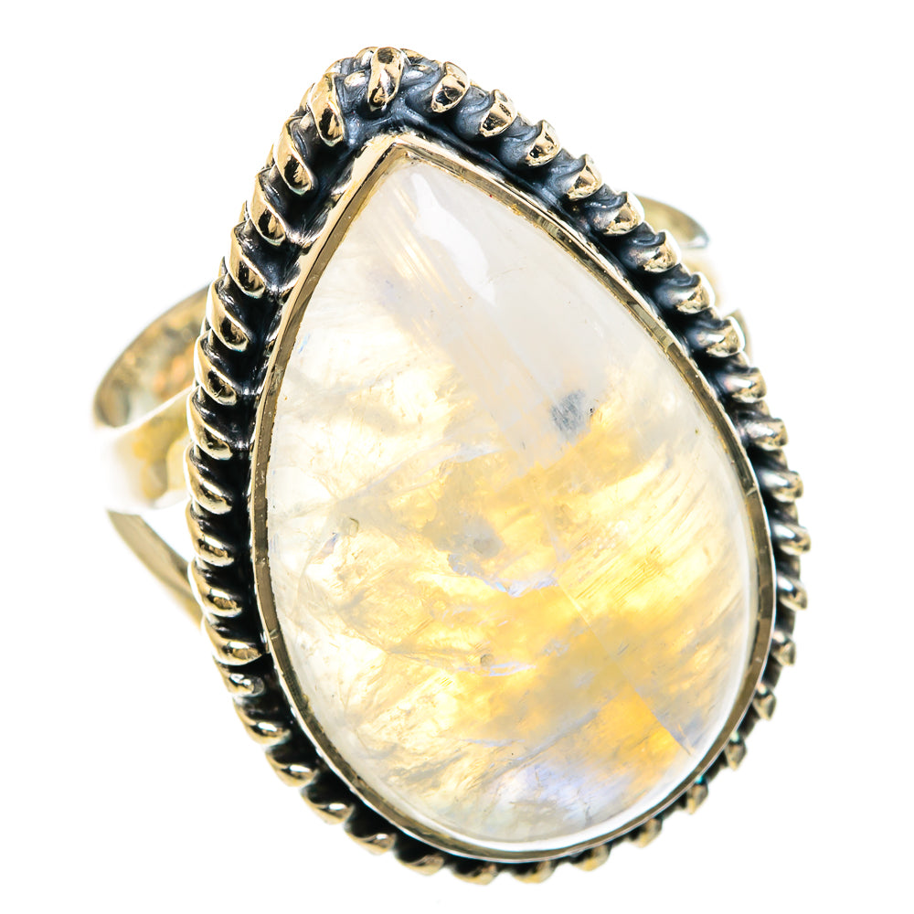 Rainbow Moonstone Rings handcrafted by Anasilvercos - RING81428