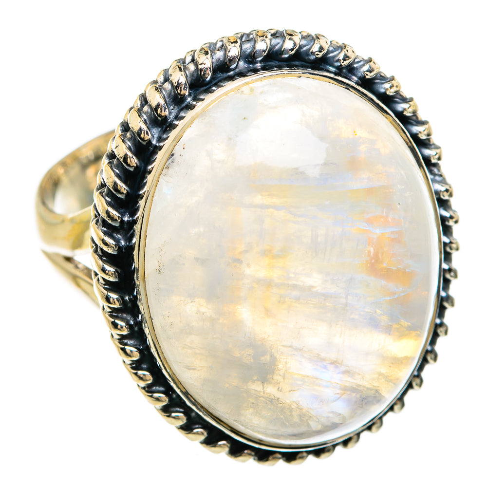 Rainbow Moonstone Rings handcrafted by Anasilvercos - RING81429