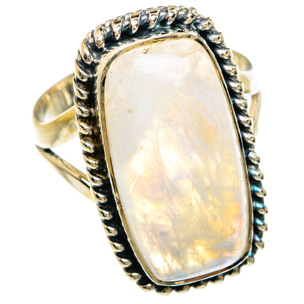 Rainbow Moonstone Rings handcrafted by Anasilvercos - RING81430