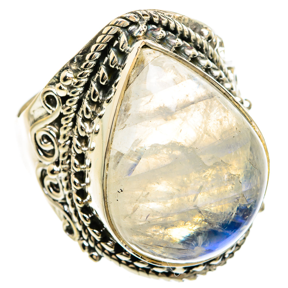 Rainbow Moonstone Rings handcrafted by Anasilvercos - RING81431