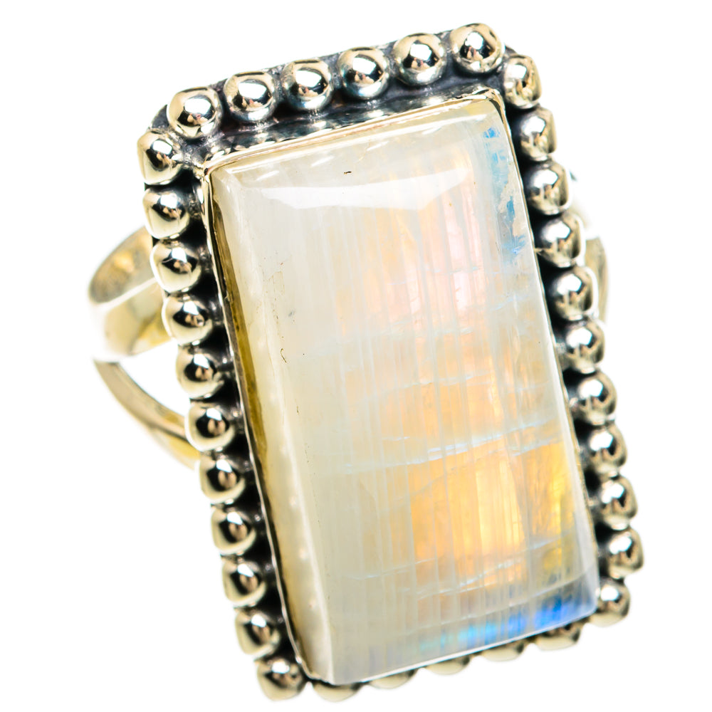 Rainbow Moonstone Rings handcrafted by Anasilvercos - RING81464