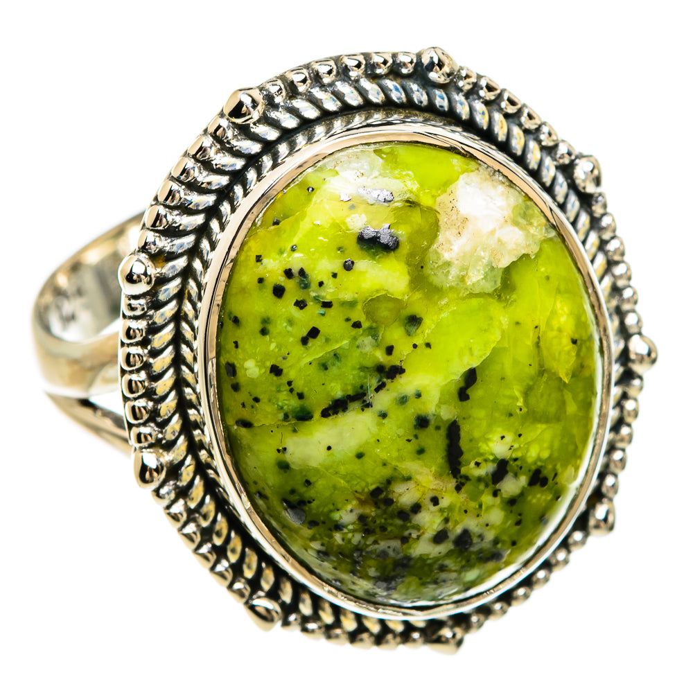 African Green Opal Rings handcrafted by Anasilvercos - RING81477