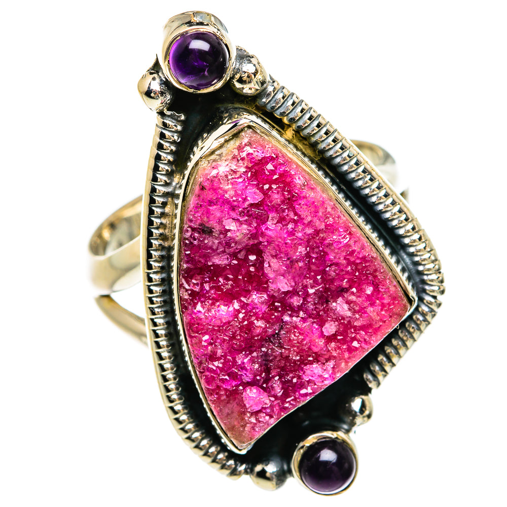Pink Agate Druzy Rings handcrafted by Anasilvercos - RING81485