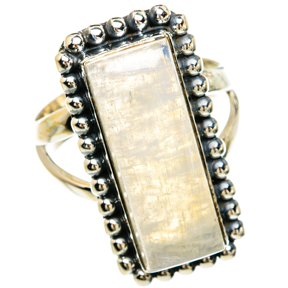 Rainbow Moonstone Rings handcrafted by Anasilvercos - RING81496