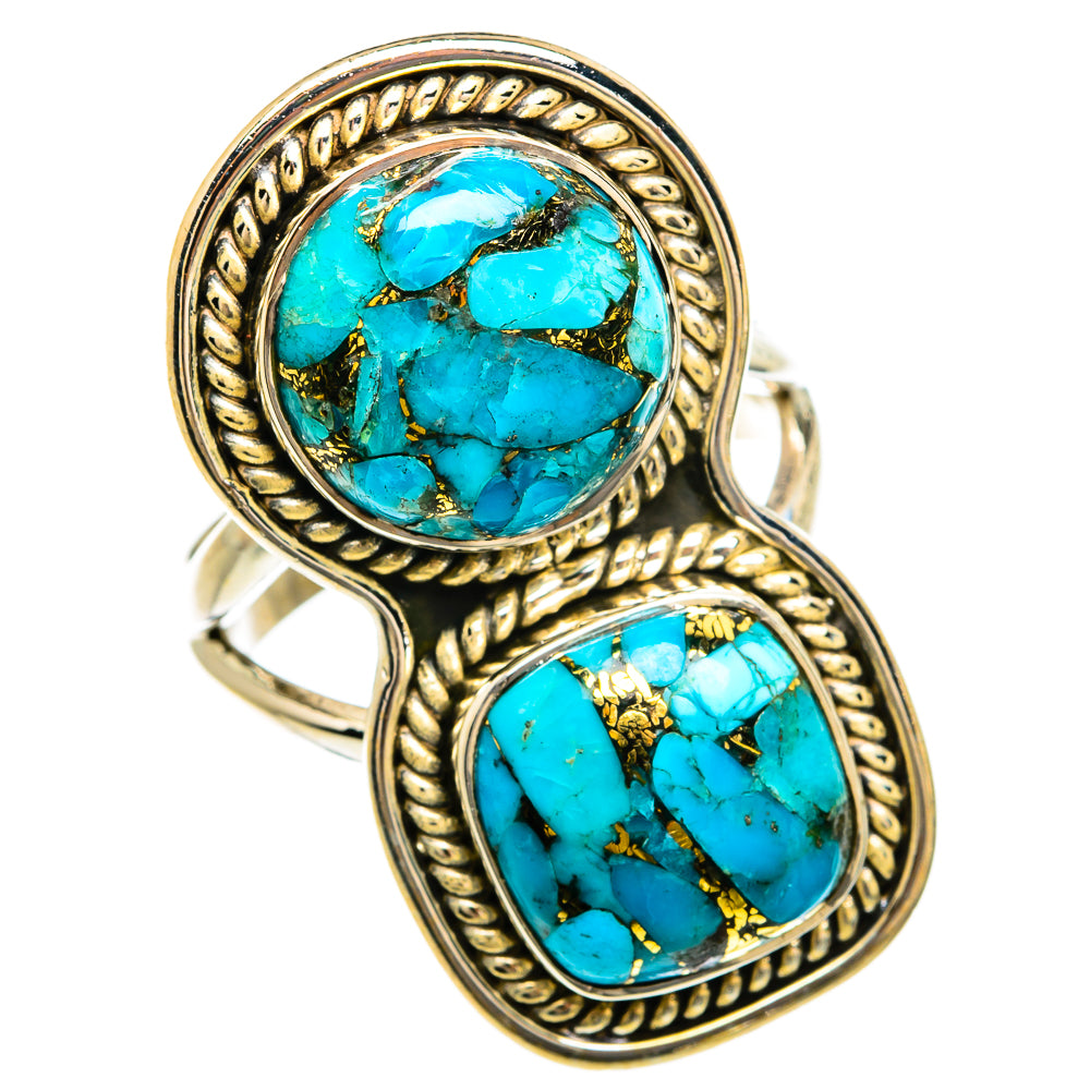 Blue Copper Composite Turquoise Rings handcrafted by Anasilvercos - RING81510