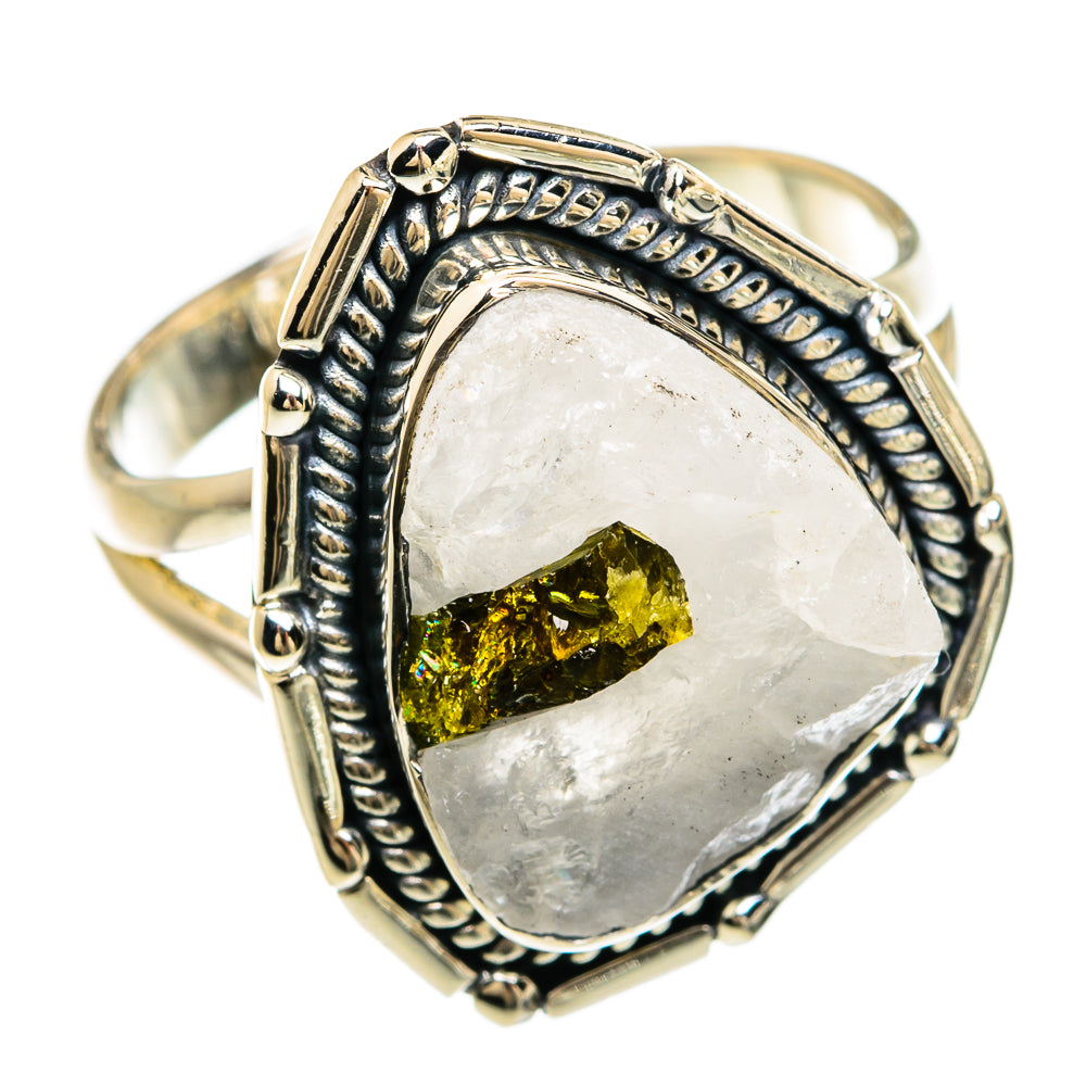 Green Tourmaline In Quartz Rings handcrafted by Anasilvercos - RING81530