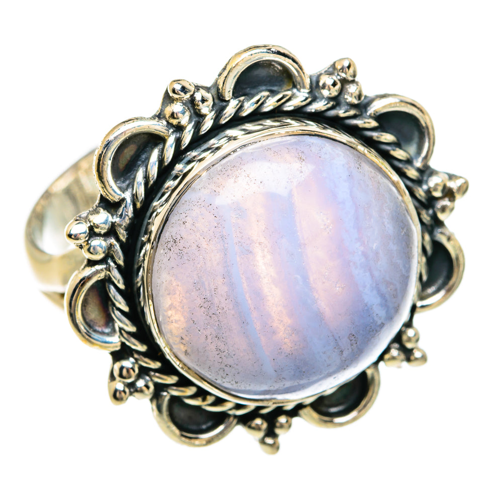 Blue Lace Agate Rings handcrafted by Anasilvercos - RING81531
