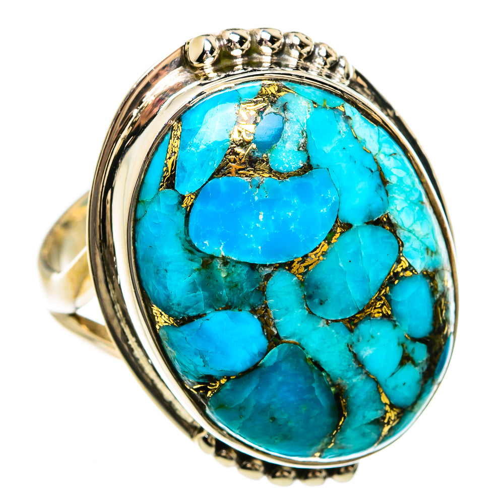 Blue Copper Composite Turquoise Rings handcrafted by Anasilvercos - RING81544
