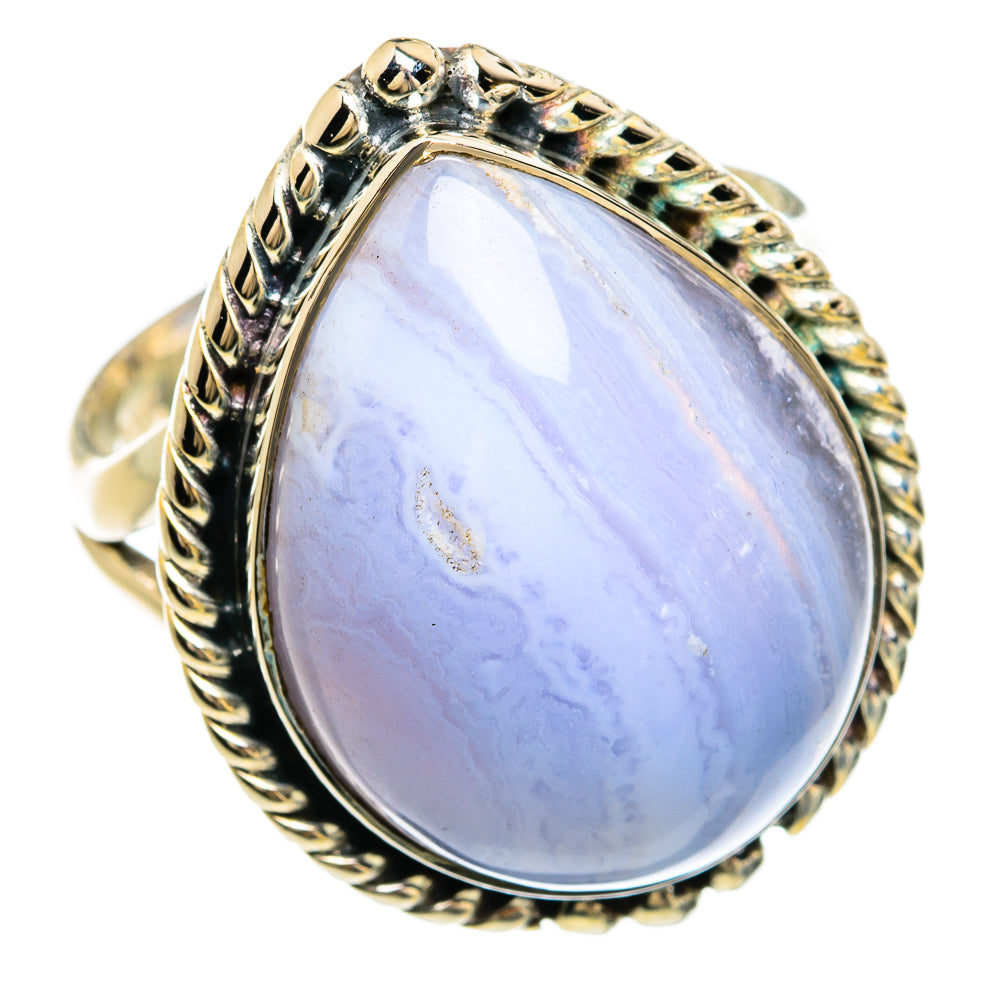 Blue Lace Agate Rings handcrafted by Anasilvercos - RING81568