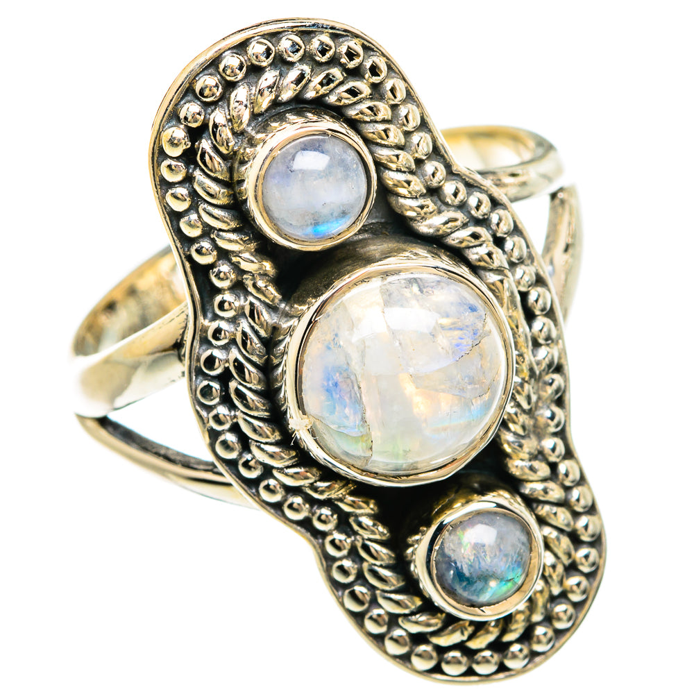 Rainbow Moonstone Rings handcrafted by Anasilvercos - RING81598